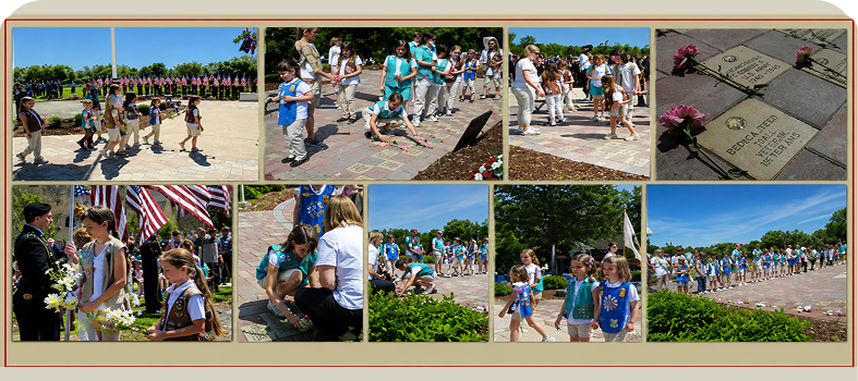 Children and adults at a memorial ceremony.
