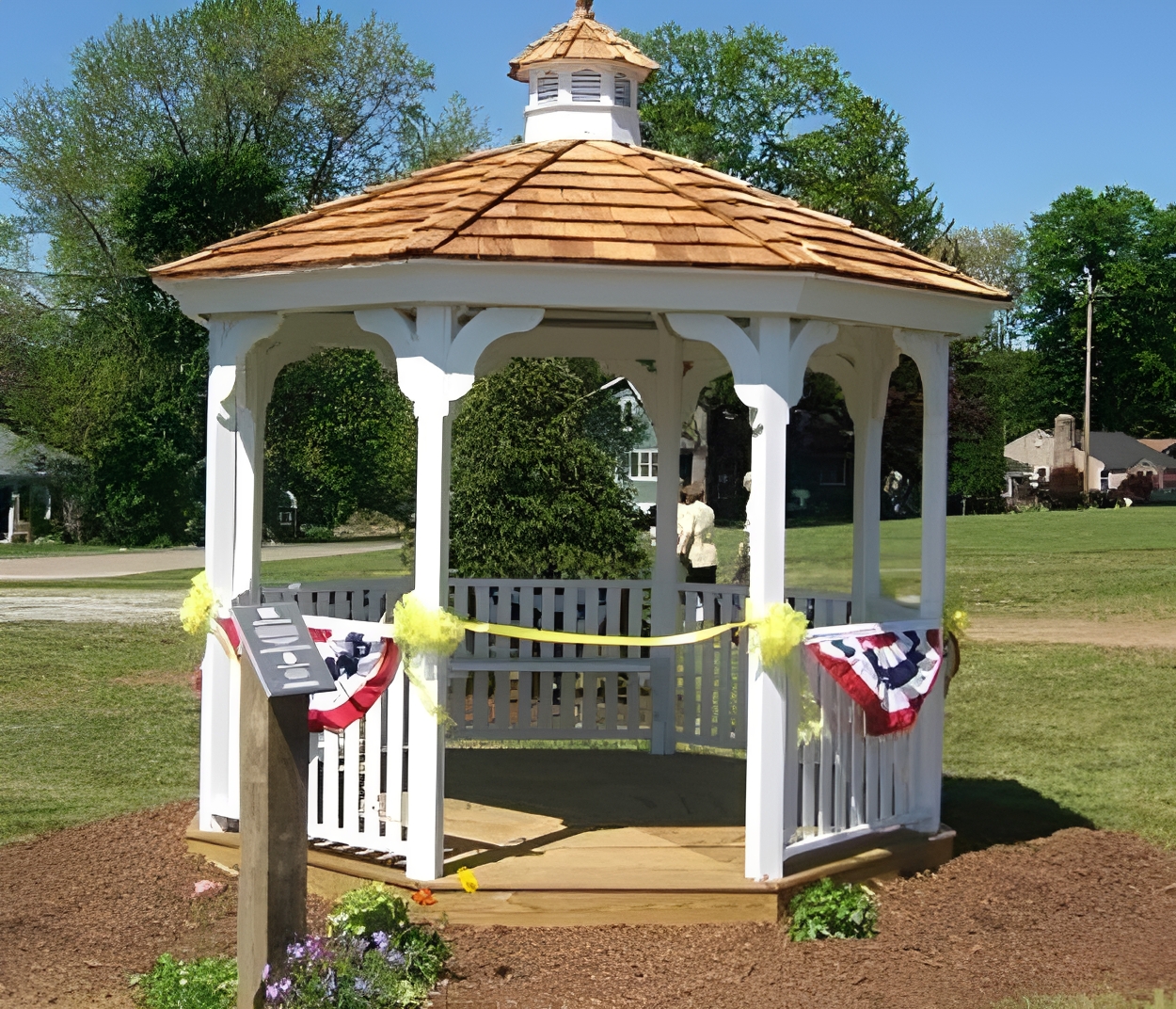White gazebo with festive decorations