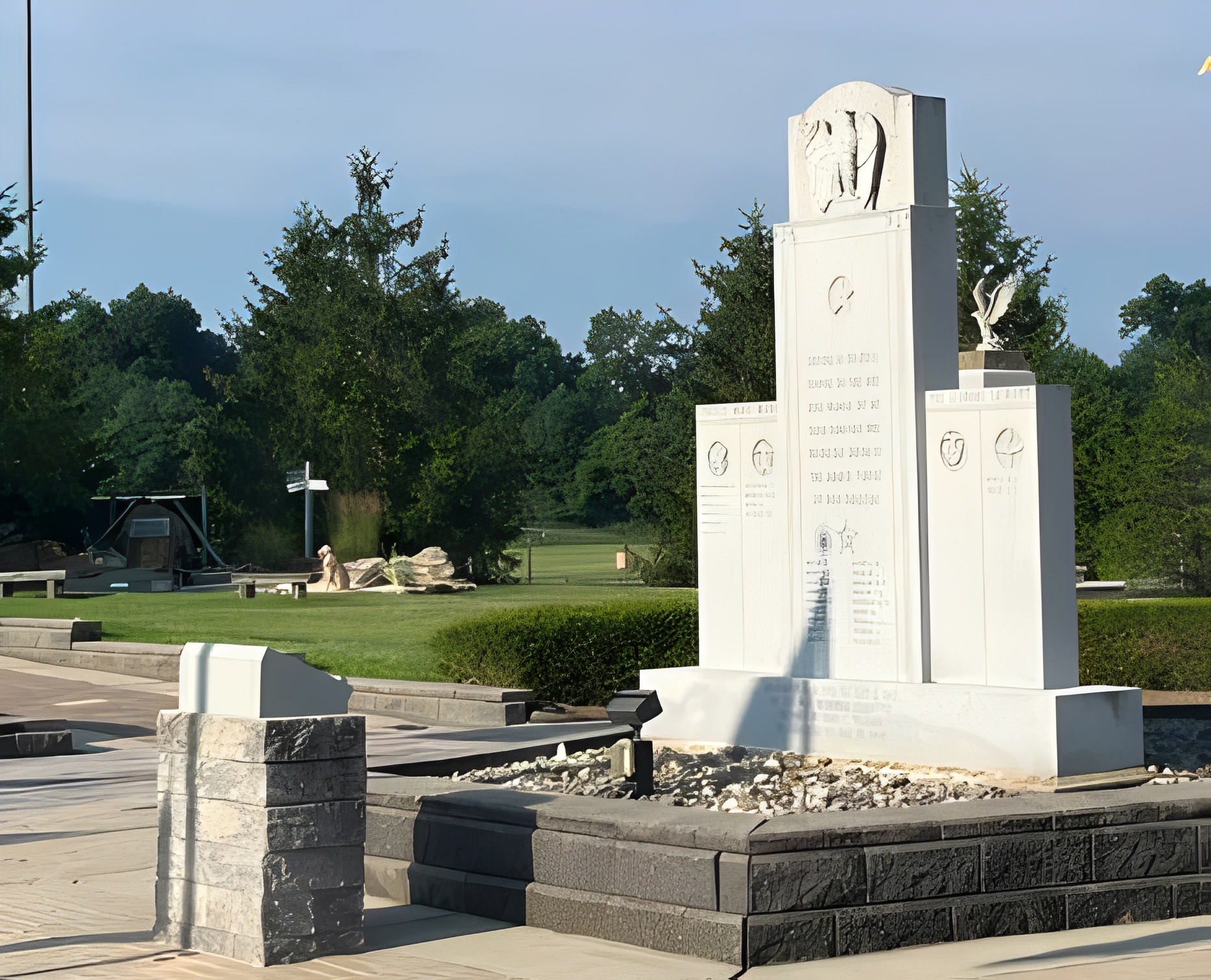 War memorial in a park setting.