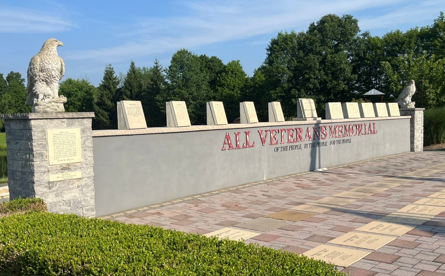 Stone plaques honoring military veterans