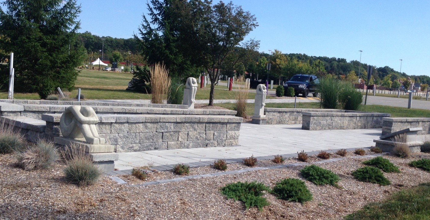 Stone sculptures in a park setting