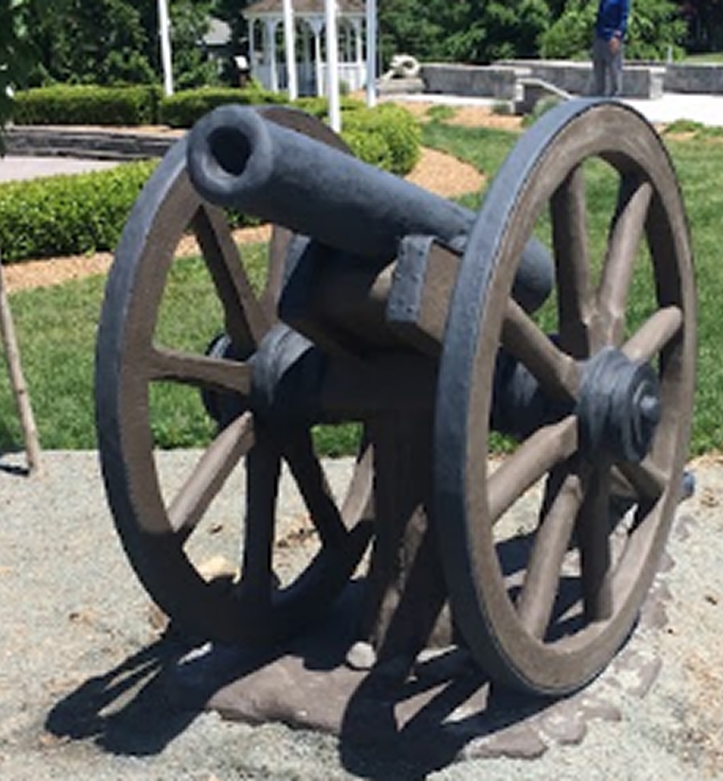 Antique cannon with wooden wheels